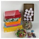 Colored Paper, Craft Berry Beads, foam Baseballs