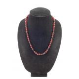 Red amber & onyx bead necklace. Total weight 43.8