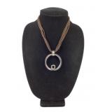 Leather necklace sterling pendant & closure.