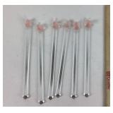 Glass Stir Sticks With Pink Elephants Tops
