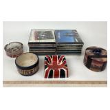 Soapstone Box, British Flag Ashtrays, CDs; Lenny K