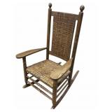 Solid Oak Wicker Rocking Chair
