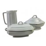 (2) Victorian English white ironstone tureens,