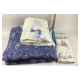 Blue Floral Comforter, Embroidered Linens, Queen S
