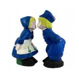 Hand-Painted Concrete Dutch Boy And Girl Figurines