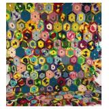 Handmade Multicolor Crochet Blanket With Fringe