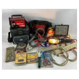 Battery Charger, Chainsaw blades, shop lights +