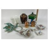 Glassware, Copper Salt/Pepper, Floral Porcelain Bo