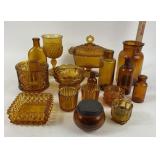 Amber Glassware Vases, Bottles, Bowls