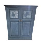 Wood Entertainment Cabinet Painted Blue With 2