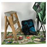 Wooden Step Stool, Folding Chair, Carry Bag, City