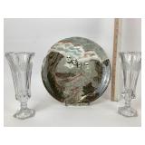 Fostoria Coin Dot Pattern Glass Bud Vases, Mount
