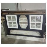 Wood Repurposed Hutch Top With 2 Window Paned