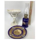 Cedar Point Oil Lamp, Capodimonte Saucer, Ardco Di