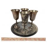 Silver-Plated Goblets With Tray