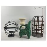 Green Glazed Pitcher, Metal decor