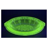 Uranium glass service dish Georgian Pattern