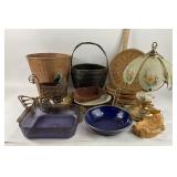 Wicker Baskets, Pyrex Glassware, Ceramic Tray, Lam