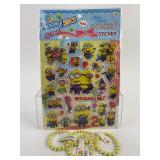 NOS Dispicable Me Puffy Stickers & Bracelets lot