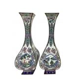 Fine antique Chinese canton enameled vases, a