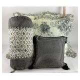 Black, White Floral Decorative Pillows