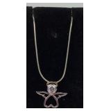 (2) sterling necklaces, one with angel pendant