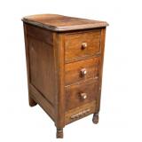 Wood side table 3 drawers, mother of pearl pulls