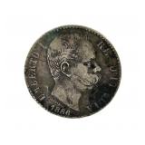 1886 Italy Umberto I coin, with X Scratch on face