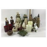 Holiday Figurines, Ceramic Church, Candles