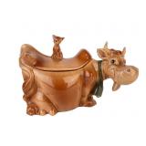 Cow And Kitten Ceramic Cookie Jar