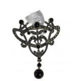 Art Nouveau sterling, marcasite & onyx cabochon