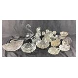 Glass Bowls, Candle Holders, Art Glass Swan, Girl