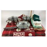 Wolfgang Puck Cookware With Linens, Tablecloth, Ru