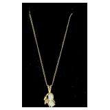 14K stamped Gold Chain with 14k marked opal