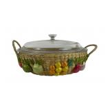 Pyrex Casserole Dish With Lid And Raffia Woven Bas