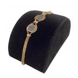 14KT marked Gold bracelet with coins, 16.36g TW