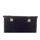 10k gold & aquamarine earrings, one missing