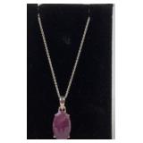Sterling necklace with ruby pendant. Total weight