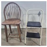 Safety First Folding Step Stool & Wood Stool