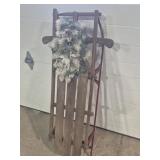 Wood & Metal Sled with Faux Winter Decoration