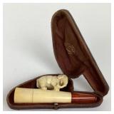 Antique carved pipe elephant motif, with original