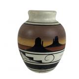 Southwestern Hand-Painted Ceramic Vase, Signed