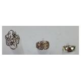(3) sterling rings sizes 7, 7.5 & 8. Total weight