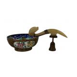 Antique Chinese carved stone belt hook, mounted