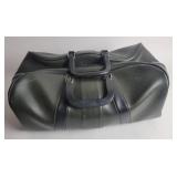 Green Leather Travel Bag With Metal Feet