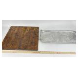 Wooden Marble Game Board, MCM Hammered Aluminum Tr