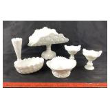 Milk Glass Pedestal and Serving Pieces