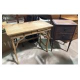 Wood writing desk, 2 drawer nightstand.