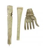 Antique Victorian carved pipe stems & hand - hand
