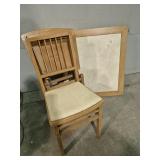 Wood Folding Table With Vinyl Top & 4 Wood